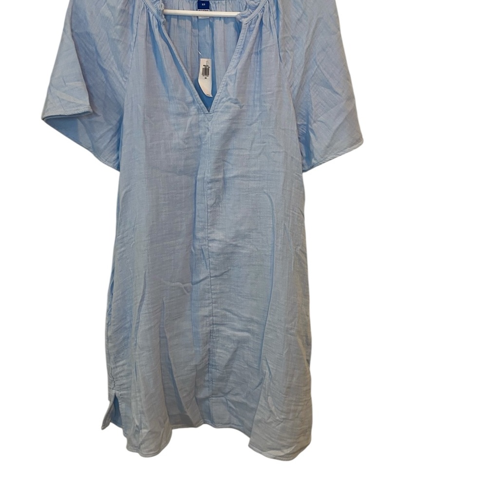 Old Navy Light Blue V-Neck Tunic Dress XS NWT Flowy Mini Office Wear Coastal